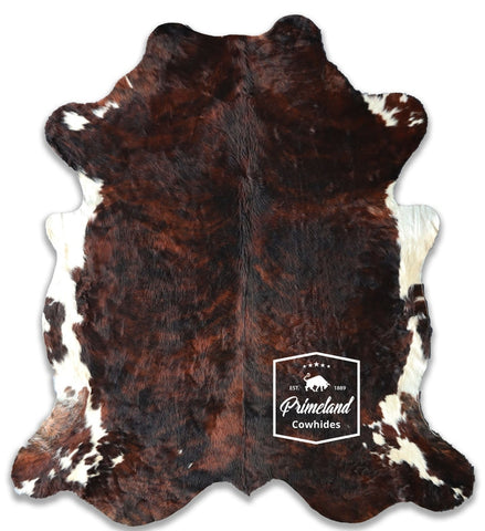 Dark Brindle Tricolor Cowhide Rug