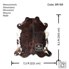 Dark Brindle Tricolor Cowhide Rug